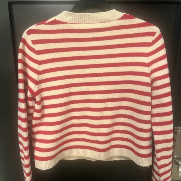 NVLT Red and Cream Striped Cardigan Sweater - Picture 3 of 3